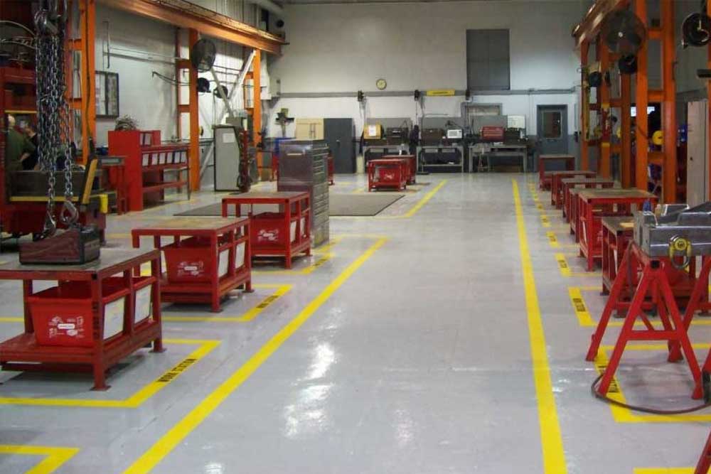 Industrial floor coatings for manufacturing plants